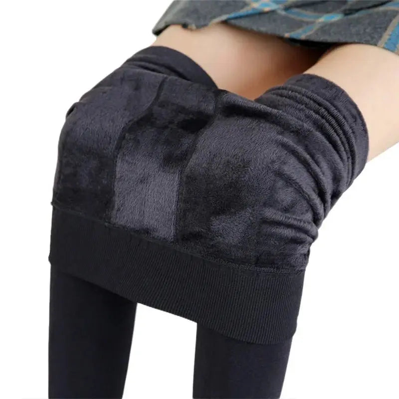 Women Winter Leggings Warm Leggins High Waist Solid Color Velvet Women Thickened Velvet Leggings Stretchy Black Leggings - Lacatang Shop