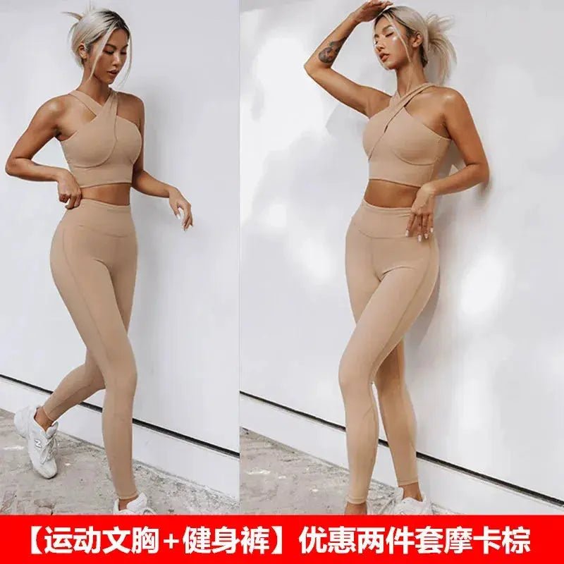 Women's Beauty Back Cross Sling Bubble Wrap Sports Bra Underwear Tube Top Women's Sexy Workout Clothes Running Yoga Suit - Lacatang Shop