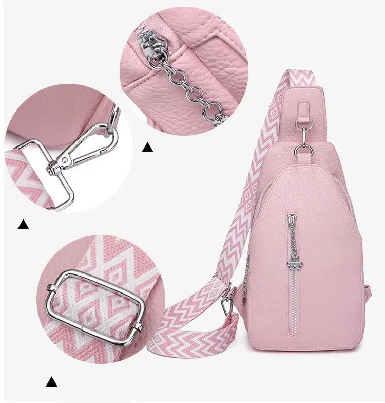 Women's Chest Bags Pure ColorPU leather Female Crossbody Bags Fashion Sports Shoulder Bag Casual Female Sling Waist Chest Pack - Lacatang Shop