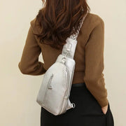 Women's Chest Bags Pure ColorPU leather Female Crossbody Bags Fashion Sports Shoulder Bag Casual Female Sling Waist Chest Pack - Lacatang Shop