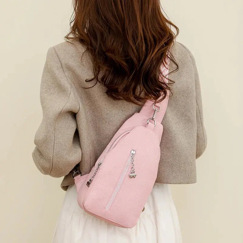 Women's Chest Bags Pure ColorPU leather Female Crossbody Bags Fashion Sports Shoulder Bag Casual Female Sling Waist Chest Pack - Lacatang Shop