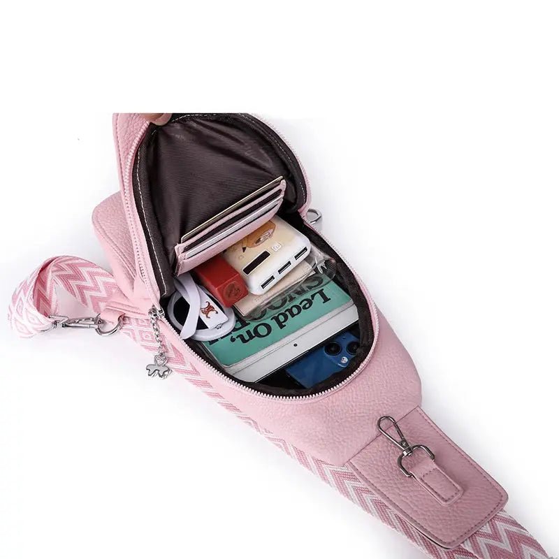 Women's Chest Bags Pure ColorPU leather Female Crossbody Bags Fashion Sports Shoulder Bag Casual Female Sling Waist Chest Pack - Lacatang Shop