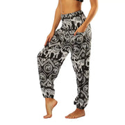 Women's Clothing Harem Pants, Bohemian Yoga Pants,Flowy Trouser Yoga Boho Hippie Clothes Pilates Pants with Pocket - Lacatang Shop