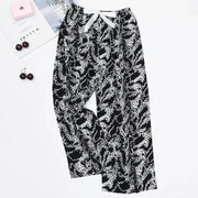Women'S Elephant Print Wide Leg Ankle - Length Pants Spring And Summer Beach Drawstringloose Fit Females Trousers Indie Folk Pants - Lacatang Shop