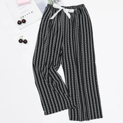 Women'S Elephant Print Wide Leg Ankle - Length Pants Spring And Summer Beach Drawstringloose Fit Females Trousers Indie Folk Pants - Lacatang Shop