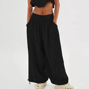 Women's Pants Harem Pants Wide - leg Trousers Drawstring Elastic Waistband Loose With Pocket - Lacatang Shop