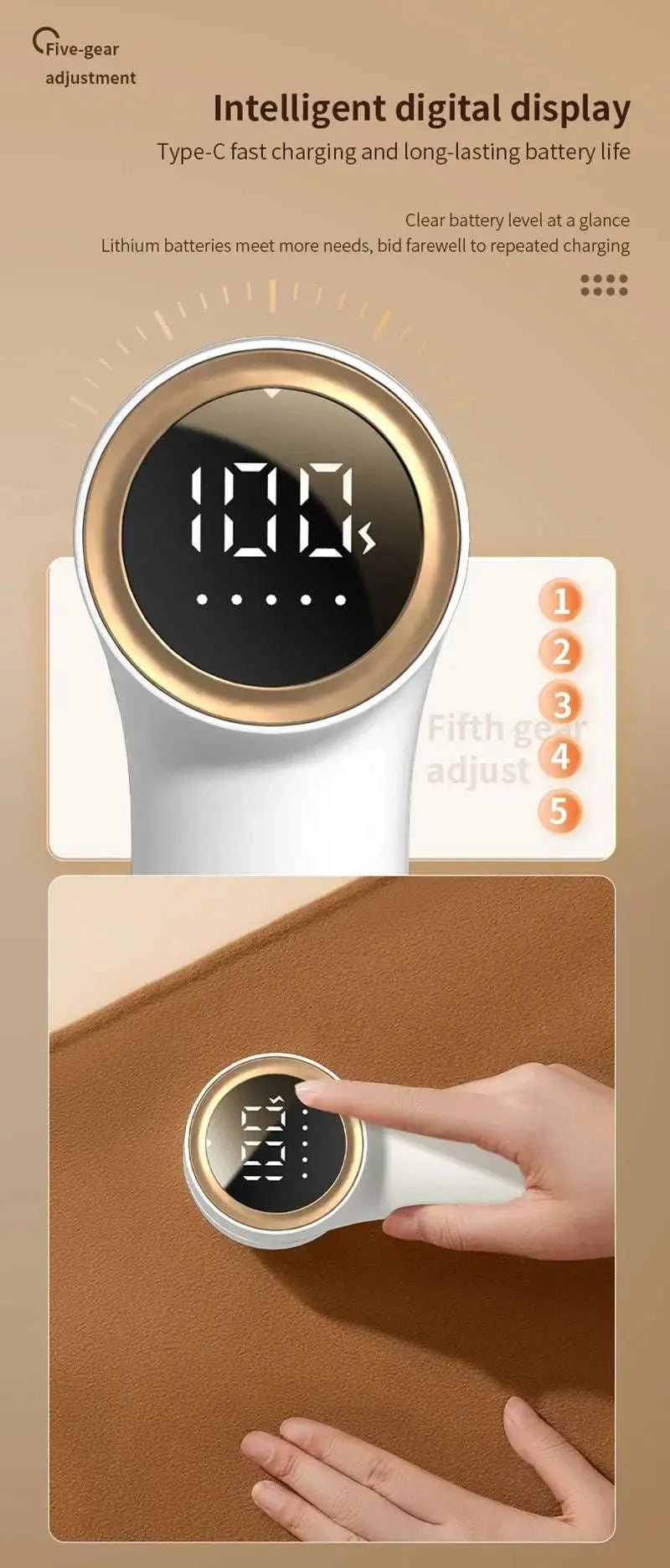 Xiaomi Electric Lint Remover USB Rechargeable Intelligent Digital Display Hairball Trimmer Portable Clothes Shaver 5 Gear Razor - Lacatang Shop