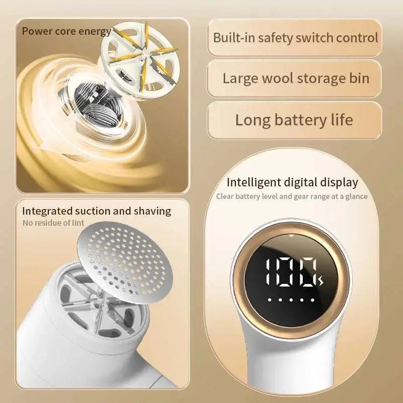 Xiaomi Electric Lint Remover USB Rechargeable Intelligent Digital Display Hairball Trimmer Portable Clothes Shaver 5 Gear Razor - Lacatang Shop