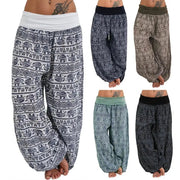 Yoga Pants Women Boho Loose Low Waist Long Pants Elephant Print Baggy Bloomer Trousers Dance Harem Pants Plus Size Pantalones - Lacatang Shop